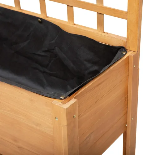 Miniatura 8 de Outsunny Cama de jardín elevada de 41 pulgadas con enrejado sobre ruedas, maceta elevada de madera con patas y forro de cama, para flores, hierbas