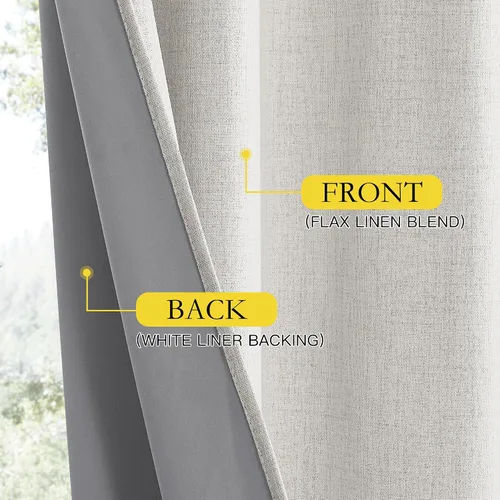 Miniatura 5 de NICETOWN Cortinas 100% opacas de 63 pulgadas de largo, 2 paneles de cortinas cortas con aislamiento térmico con forro para dormitorio, cortinas