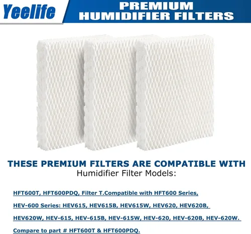 Miniatura 5 de Paquete de 8 filtros HFT600 de repuesto para filtro Honeywell, humidificador Honeywell HEV615, HEV620, comparado con la pieza HFT600T HFT600PDQ