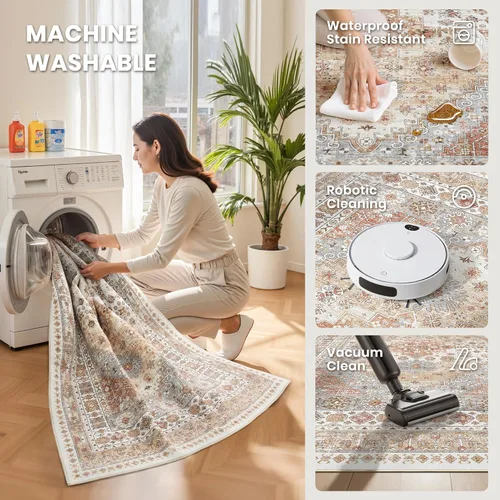 Miniatura 5 de zesthome Alfombra 4x6 - Alfombra Resistente a Manchas Lavable, Alfombras con Respaldo Antideslizante para Sala de Estar, Alfombras Pequeñas de Área