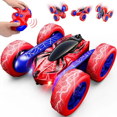 Miniatura 10 de Excitobo auto de control remoto, juguetes de autos RC 4WD de doble cara con rotación de 360° para niños de 3 a 12 años, 2.4GHz eléctrico recargable