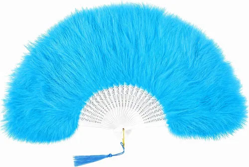 Miniatura 12 de BABEYOND Abanico de plumas de marabú estilo vintage de los años 20, abanico plegable de mano, para disfraz, baile, espectáculo, fiesta de té, Negro