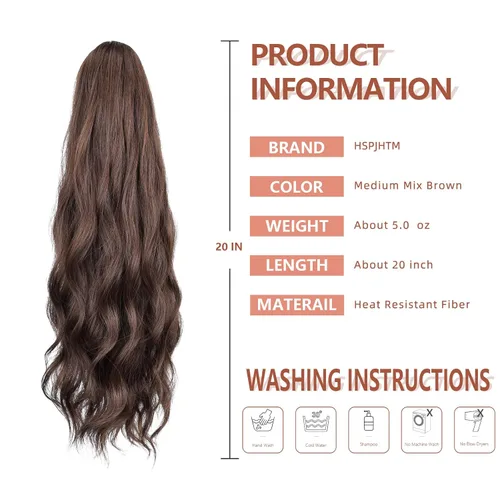 Miniatura 26 de Extensiones de cola de caballo de cabello rubio, extensiones de cola de caballo para mujer, pinza de extensiones de cabello rizado de 12 pulgadas