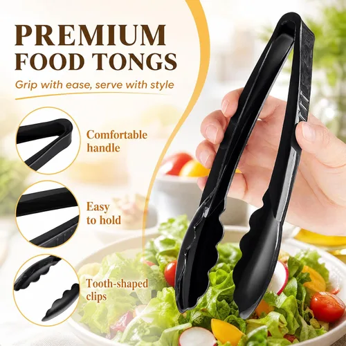 Miniatura 4 de Tessco for you 2 pinzas de plástico para servir a granel, pinzas desechables de plástico de 9 pulgadas, pinzas de ensalada resistentes para cocina