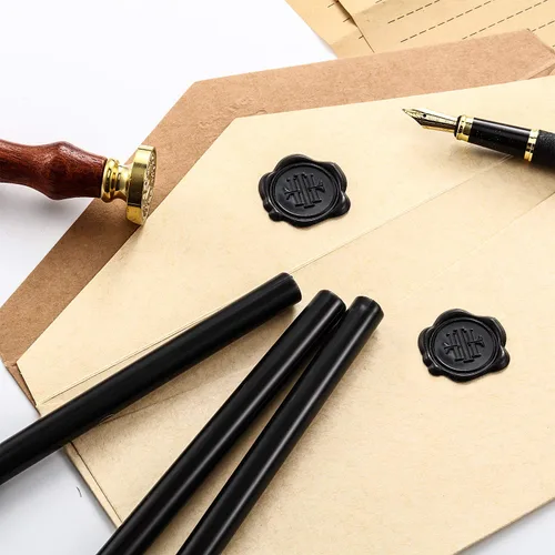 Miniatura 4 de Nuanchu 15 varillas de cera para sellado de pistola de pegamento para sello de cera retro vintage y letras, ideal para invitaciones de boda, sobres