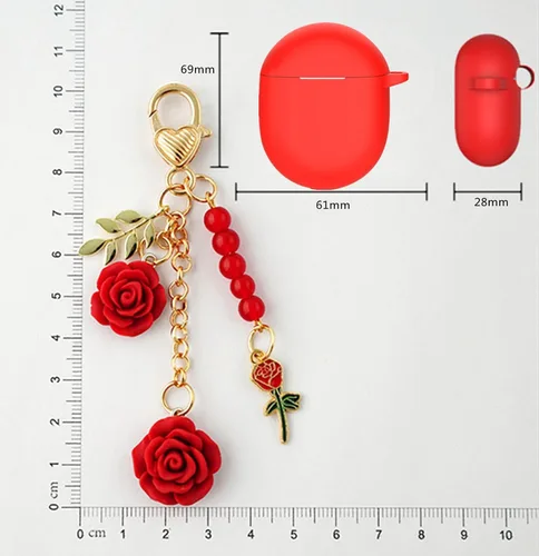 Miniatura 5 de Funda para Google Pixel Buds Pro con llavero, bonita funda de silicona para Pixel Buds Pro, funda de carga protectora con mosquetón de flores, Azul