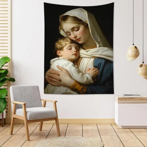 Miniatura 19 de HVEST Tapiz cristiano para colgar en la pared, tapiz navideño para colgar en la pared, tapiz de Jesús para dormitorio, habitación, decoración