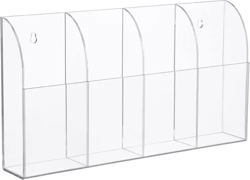 Yeeco Soporte remoto acrílico para montaje en pared, 4 compartimentos, soporte de control remoto de acrílico transparente, soporte para bolígrafo de