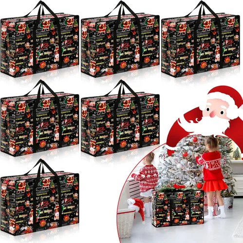 Miniatura 7 de 6 bolsas de almacenamiento de Navidad extra grandes, 27 x 20 pulgadas, organizador de alta resistencia, bolsa de almacenamiento de Navidad de gran