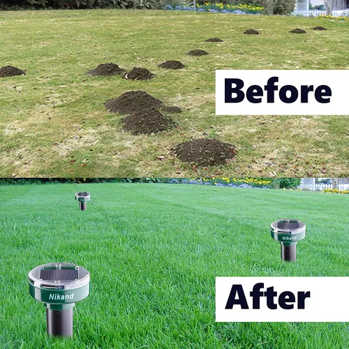 Miniatura 5 de Repelente de gotas ultrasónico alimentado por energía solar - Estacas repelentes de topos al aire libre seguras para mascotas - Repelente