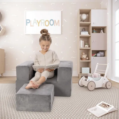 Miniatura 2 de Milliard Sofá para Niños - Sofá Modular para Niños Pequeños y Bebés, Muebles de Sala de Juegos/Dormitorio (Gris Pequeño)