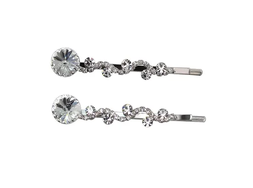 Miniatura 21 de Faship Un par de pinzas para el cabello AB con diamantes de imitación de alta calidad, 2 pines