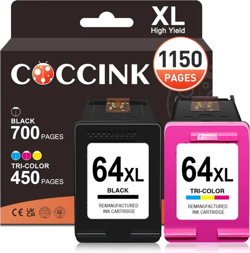COCCINK 64 XL para HP 64XL cartucho de tinta Paquete combinado HP Envy Photo 7858 Catridges 7855 7120 7155 7164 6255 6252 6258 Envy 6222 7132 Tango