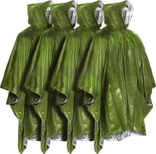 Everlit Poncho de lluvia de supervivencia, manta espacial Mylar para equipo de campamento, retiene el 90% del calor corporal, manta de emergencia