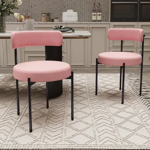 Miniatura 20 de Silla de escritorio sin ruedas, silla decorativa cómoda para sala de estar, comedor, dormitorio, oficina en casa, moderna de mediados de siglo