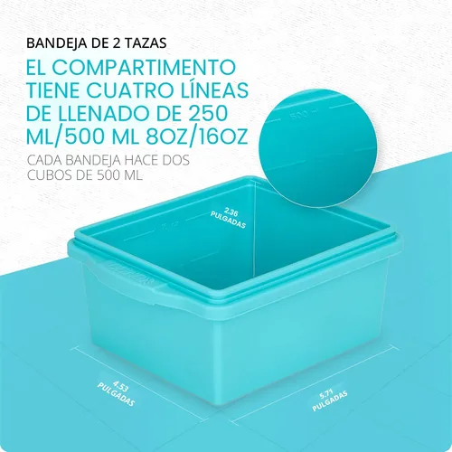 Miniatura 6 de Xomoo Bandejas de silicona para congelador de 2 tazas con tapas, moldes de silicona para congelar sopa - A prueba de fugas, sin BPA, apilables, Azul