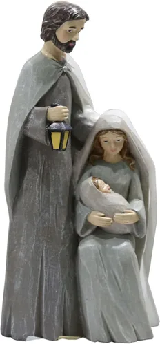 Figuras de la Santa Familia para interiores, estilo grabado en madera, estatuas de resina de Jesús, decoraciones de mesa católicas para decoración