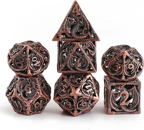 Juego de dados DND de metal hueco para juego D y D, dados poliédricos grandes para Calabozos y Dragones, Warhammer Pathfinder, Cthulhu, MTG, D&D,