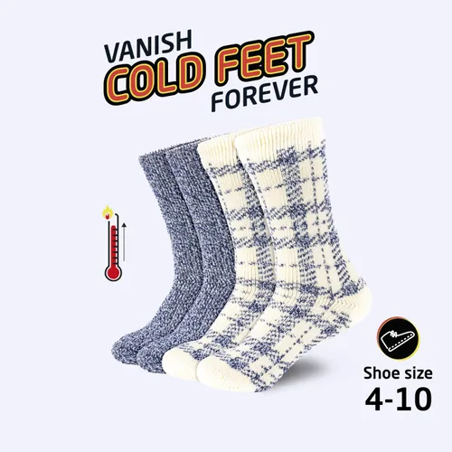 Miniatura 4 de HOT FEET Calcetines térmicos para mujer Calcetines cálidos y gruesos aislados para el clima frío de invierno, lindos calcetines cálidos coloridos