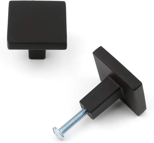 Miniatura 7 de KOOFIZO Paquete de 10 pomos negros para gabinete, pomos negros mate para cajones, K03, tiradores cuadrados de un solo agujero para gabinetes