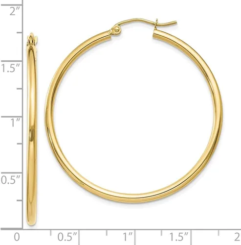 Miniatura 2 de Aretes de aro redondos clásicos de oro amarillo o blanco de 10 quilates para mujer, disponibles de 12 a 2 pulgadas, aros de oro macizo real de 10