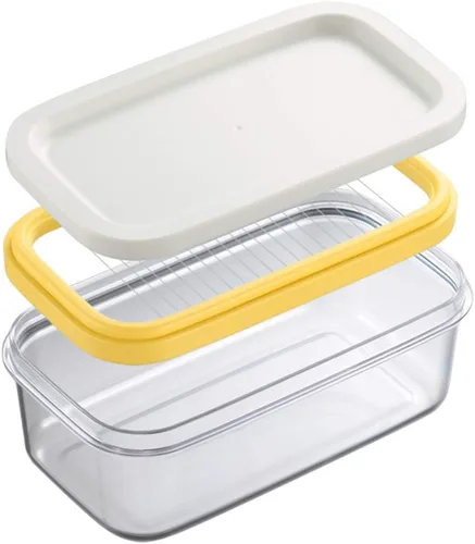 Miniatura 9 de Mantequillera rectangular con tapa con cortador para cortar y almacenar fácilmente, caja de mantequilla para refrigerar, contenedor de mantequilla