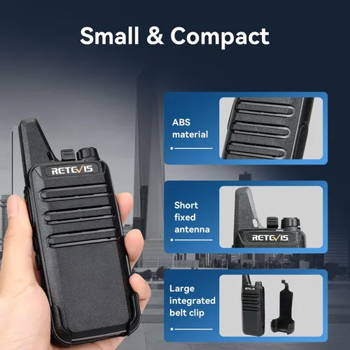 Miniatura 2 de Retevis RT22 Walkie Talkies Mini, radio bidireccional recargable de largo alcance, radio de 2 vías pequeña, VOX portátil, para negocios, negocios