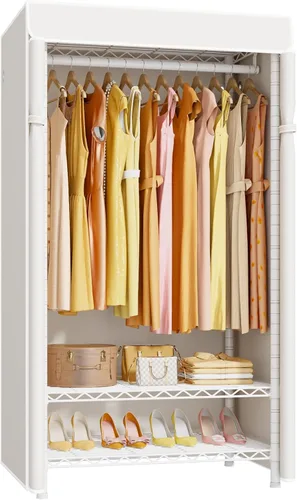 Miniatura 11 de ULIFHOME H5C Plus - Perchero con tapa, armario portátil para colgar ropa, percheros cubiertos de alta resistencia, percheros con estantes, carga