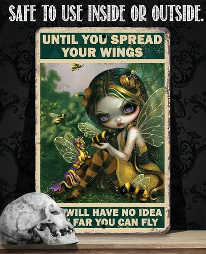 Miniatura 7 de Strangeling Until You Spread Your Wings - Impresión gótica inspirada en estilo gótico de hadas góticas de abejas y dragón de hadas góticas, regalo