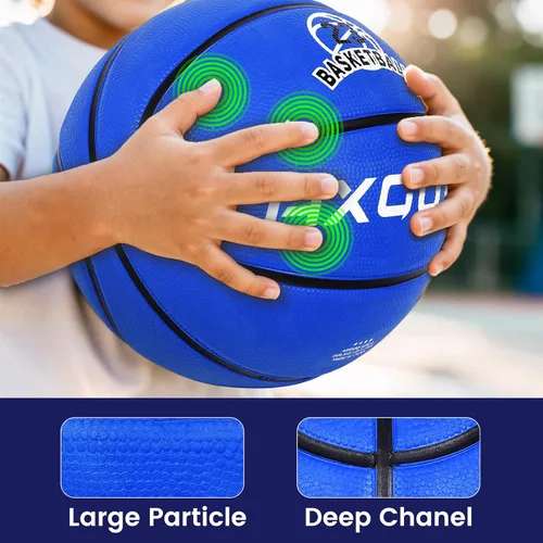 Miniatura 5 de Baloncesto de goma gruesa para niños y jóvenes, tamaño 3/4/5/6/7, para exteriores, colorido, 22/25.5/27.5/28.5/29.5 pulgadas, para regalos