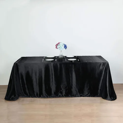 Miniatura 4 de BalsaCircle Mantel rectangular de satén negro de 90 x 156 pulgadas para mesa de boda, fiesta, recepción, eventos, cocina y comedor