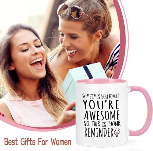 Miniatura 6 de YHRJWN - Taza de café Sometimes You Forget You're Awesome - Regalos inspiradores de amistad de cumpleaños para mujeres, compañeras de trabajo