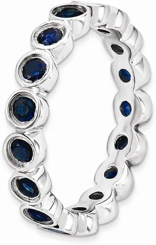 Miniatura 3 de Anillo de plata de ley 925 apilable creado zafiro azul septiembre piedra preciosa anillo eternidad