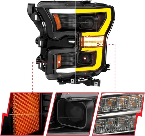 Miniatura 3 de ANZO USA FAROS DE INTERRUPTOR LED COMPLETO FORD F-150 15-17 NEGRO AMBER