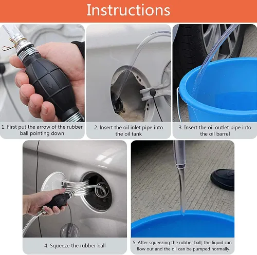 Miniatura 7 de Abnaok Manguera de gasolina, bomba de sifón de transferencia de gasóleo, agua y combustible, bomba de combustible portátil de uso amplio, bomba