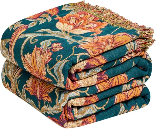 Miniatura 19 de Manta Decorativa Bohemia - Mantas Decorativas de Algodón 100% Suave y Transpirable, 50"x60" Colcha de Algodón Muselina Ligera de 4 Capas, Estampado