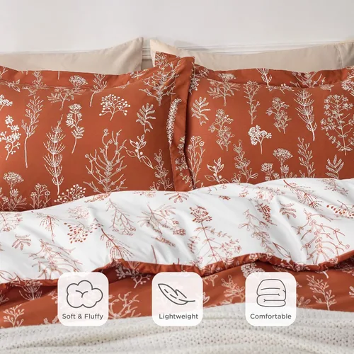 Miniatura 8 de Bedsure - Juego de edredón de tamaño California king, 3 piezas, bonito, con estampado floral, 1 suave edredón reversible con diseño botánico de 10