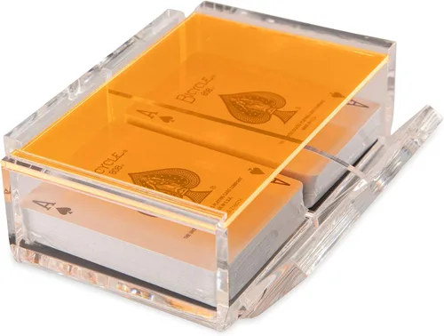 Miniatura 10 de La Canasta - Juego de bandeja para cartas con 2 barajas de cartas en caja acrílica con tapa deslizante y base giratoria, mantiene la pila de cartas