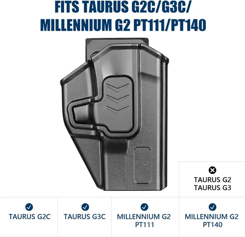 Miniatura 2 de GUN & FLOWER OWB Holster w/Belt Clip & Molle Adapter, Fits Glock 17/19 19X, Taurus G2C/G3C, 1911 Colt-Kimber-RIA-Springfield-S&W & More, 360°