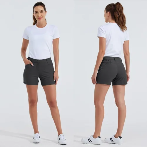 Miniatura 13 de Willit Pantalones cortos de golf de 4.5 pulgadas para mujer, de secado rápido, casuales, con bolsillos, resistentes al agua