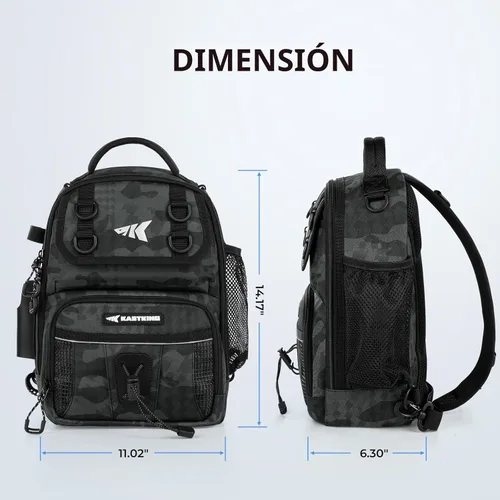 Miniatura 7 de KastKing Bolsa de Pesca con Eslinga BaitSpace, Mochila de Pesca con Soporte para Caña y Bebidas, Bolsa de Aparejos para Equipo de Pesca A: camuflaje