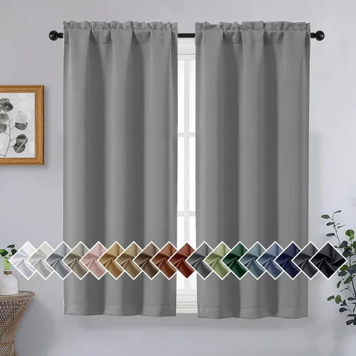 Miniatura 231 de OVZME Cortinas opacas turquesa para tratamiento de ventanas pequeñas, cortinas cortas con bloqueo de luz para ventana de cocina sobre el fregadero