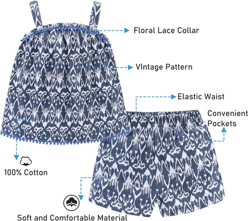Miniatura 88 de LittleSpring Conjunto de verano para niñas con camiseta sin mangas y pantalones cortos florales