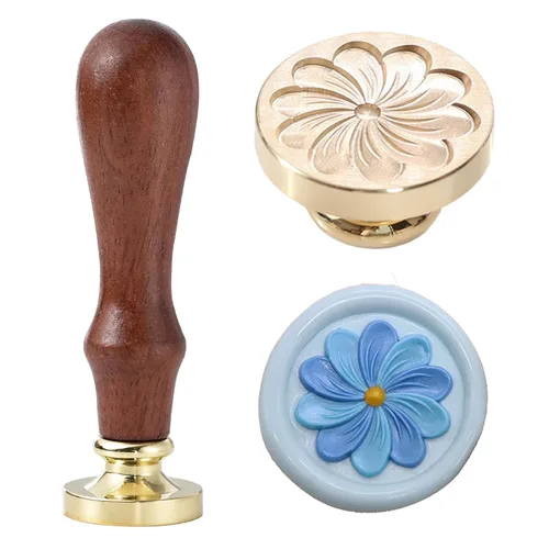 Miniatura 29 de Sello de cera – Sello de cera de sellado de semillas de loto, sello floral y vegetal, cabeza de sello de flor de loto ovalada para tarjetas, sobres