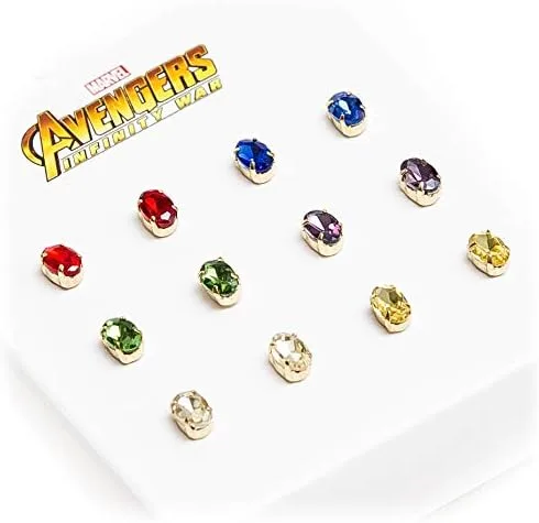 Miniatura 3 de Marvel Avengers Infinity War Endgame - Pendientes de tuerca de piedra infinita, juego de 6