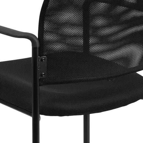 Miniatura 7 de Flash Furniture Jana Comfort Silla auxiliar apilable de acero con brazos de malla negra