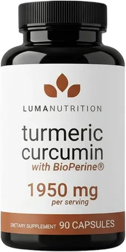 Luma Nutrition Curcumina de cúrcuma con pimienta negra, 95% curcuminoides, 1950 mg por porción, suplemento de cúrcuma premium, con BioPerine para