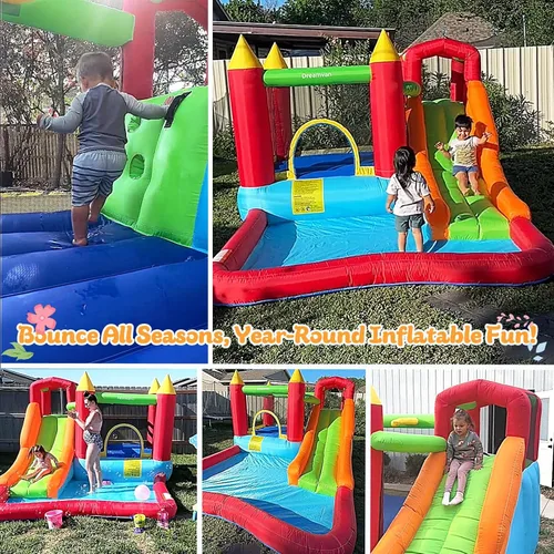 Miniatura 5 de AKEYDIY Casa de rebote inflable para niños grandes de 3 a 10 años, casa de rebote para exteriores e interiores con tobogán, casa de salto con aro