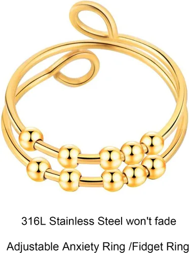 Miniatura 2 de Anillo antiestrés de doble capa para mujer, anillos ajustables para aliviar el estrés, anillos giratorios para hombres