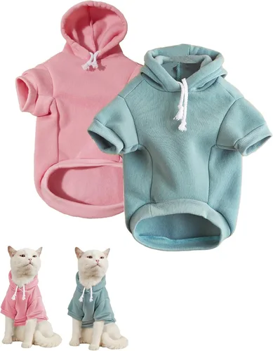Miniatura 25 de QWINEE Sudadera Básica con Capucha para Perro Suéter para Cachorro Disfraces Cálidos para Gato Ropa para Mascotas para Chihuahua Cachorro Gatito